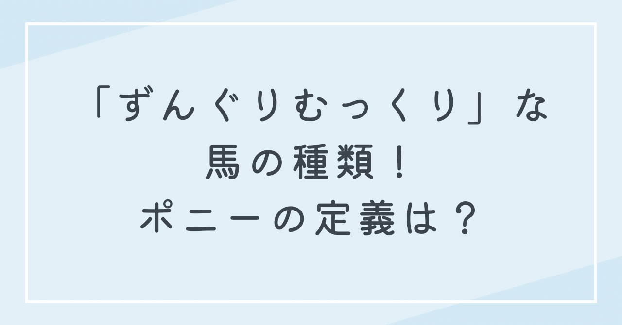 ずんぐりむっくりしてる馬の種類！ポニー・ミニチュアホース・日本在来馬は何が違う？