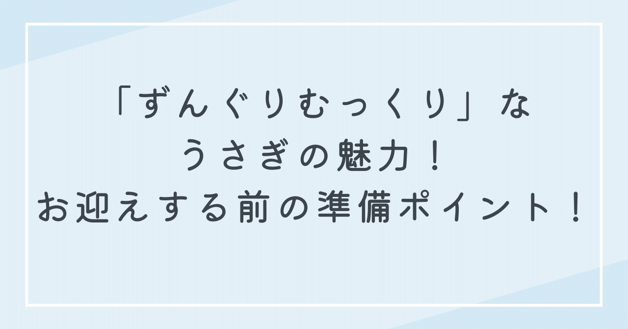 ずんぐりむっくりなうさぎの魅力とは？お迎えする前の心構えや準備ポイントは？